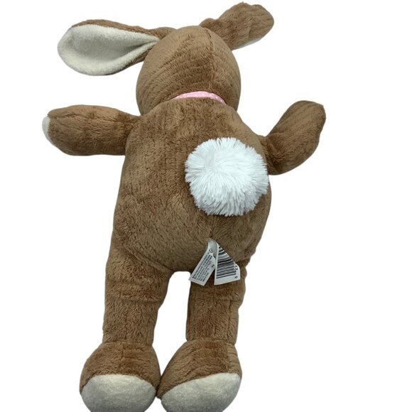 Vtg Easter Brown Plush Bunny Stuffed Animal 16” Pink Polka Dot Bow Commonwealth - Picture 3 of 6